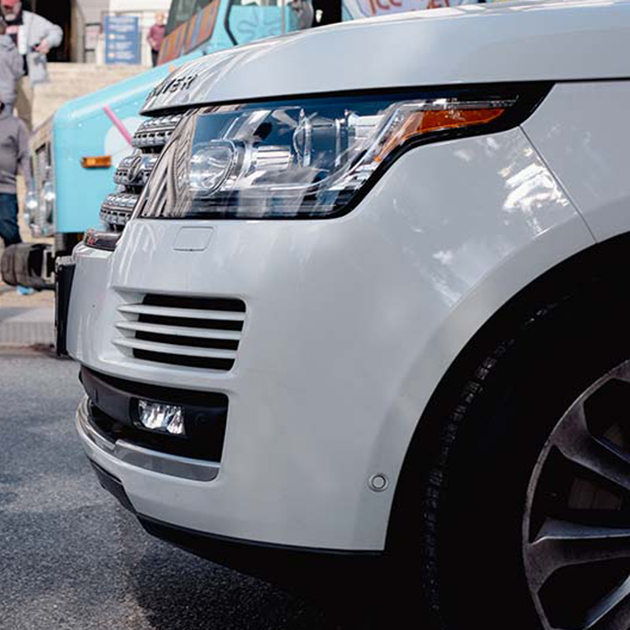 Tall, blocky vehicle front end