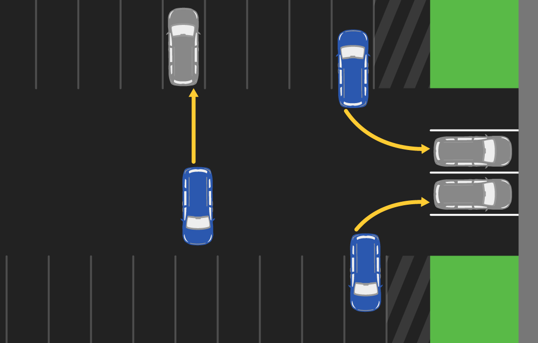 Reversing car-to-car, 16 inch overlap drawing